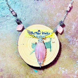 Gorgeous Strawberry Quartz & Crystal Elegant Statement Necklace